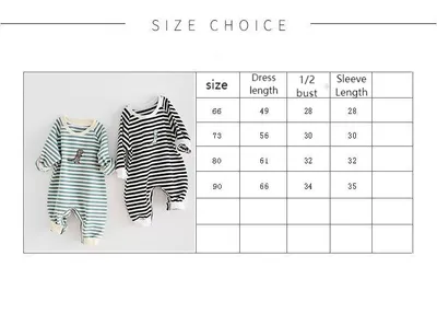 Male And Female Baby Cartoon Striped Dinosaur Embroidery Long-Sleeved Jumpsuit