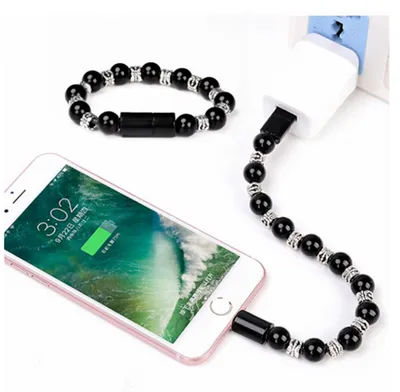 Compatible with Apple , Creative Mobile Phone Data Cable for Tibetan Silver Buddhist Beads Bracelet Ring