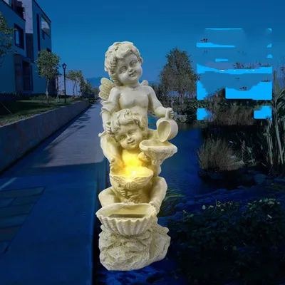 Nordic Creative Flowing Water Resin Decoration Little Angel Outdoor Villa Courtyard Decoration