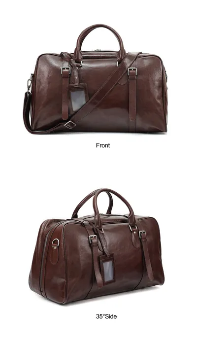 Vegetable Tanned Leather Luggage Bag, Men's Bag, Sports And Fitness Bag, Genuine Leather Business Handbag, Short Distance Outdoor Travel Bag