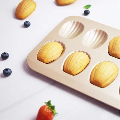 Thick Bakeware Non-stick Coating Shell Cake Mold 12 With Golden Madeleine Mold Biscuit Snack Mold