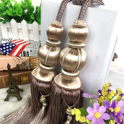 The Beauty Of Cotton New European Curtain Tie Ball Hanging Ball Double Tassel Fittings Buckle Tie Rope Decorative Hanging