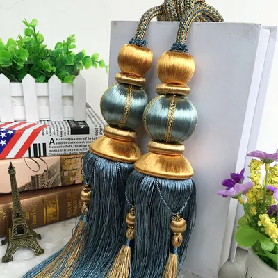 The Beauty Of Cotton New European Curtain Tie Ball Hanging Ball Double Tassel Fittings Buckle Tie Rope Decorative Hanging