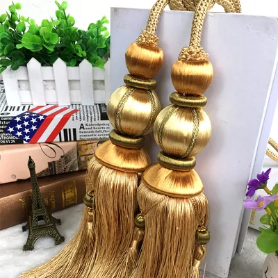 The Beauty Of Cotton New European Curtain Tie Ball Hanging Ball Double Tassel Fittings Buckle Tie Rope Decorative Hanging