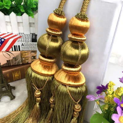 The Beauty Of Cotton New European Curtain Tie Ball Hanging Ball Double Tassel Fittings Buckle Tie Rope Decorative Hanging