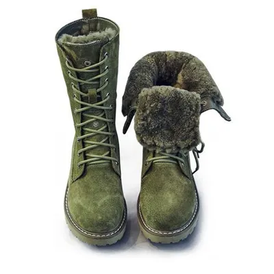 Women's High-top Leather Padded Warm Snow Boots