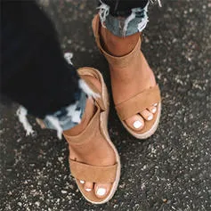 Fish Mouth Sandals With Trifle Sole Wedge Belt Buckle