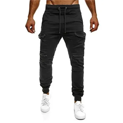 Slim-fit Sports Pocket Stitching Mid-waist Camouflage Trousers