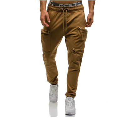 Slim-fit Sports Pocket Stitching Mid-waist Camouflage Trousers