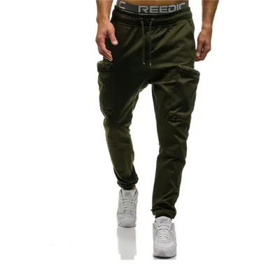 Slim-fit Sports Pocket Stitching Mid-waist Camouflage Trousers