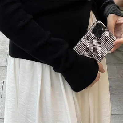 Compatible With AppleHoundstooth Leather Phone Soft Case