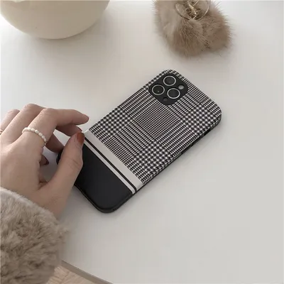Compatible With AppleHoundstooth Leather Phone Soft Case