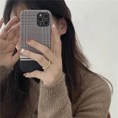Compatible With AppleHoundstooth Leather Phone Soft Case