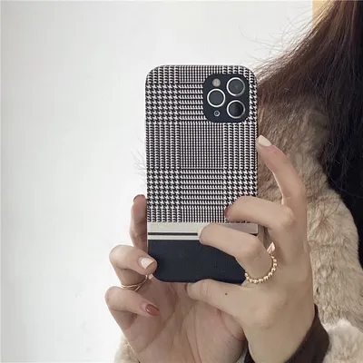 Compatible With AppleHoundstooth Leather Phone Soft Case