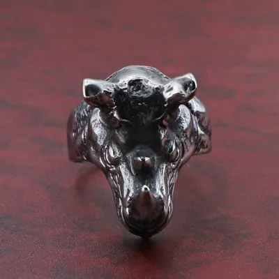 Men's Rhino Head Alloy Band Bracelet with Ring