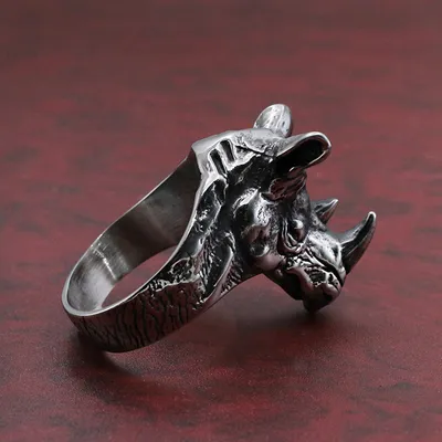 Men's Rhino Head Alloy Band Bracelet with Ring