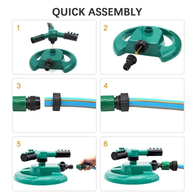 360 Degree Automatic Garden Sprinklers Watering Grass Lawn Rotary Nozzle