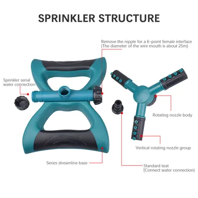 360 Degree Automatic Garden Sprinklers Watering Grass Lawn Rotary Nozzle