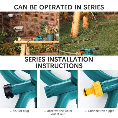 360 Degree Automatic Garden Sprinklers Watering Grass Lawn Rotary Nozzle