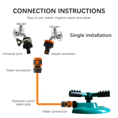 360 Degree Automatic Garden Sprinklers Watering Grass Lawn Rotary Nozzle