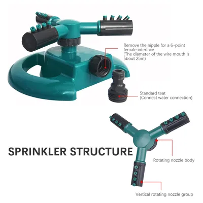 360 Degree Automatic Garden Sprinklers Watering Grass Lawn Rotary Nozzle