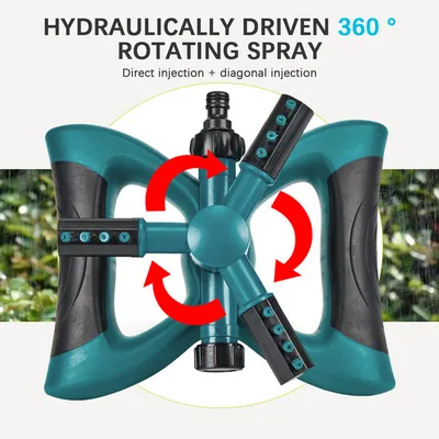 360 Degree Automatic Garden Sprinklers Watering Grass Lawn Rotary Nozzle