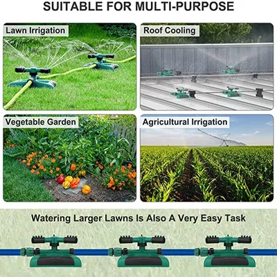 360 Degree Automatic Garden Sprinklers Watering Grass Lawn Rotary Nozzle