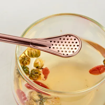 Stirring Spoon With Stainless Steel Filter Straw