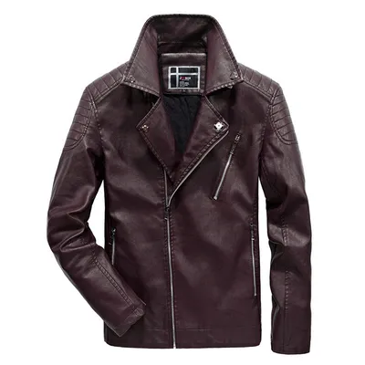 Youth Men's Jacket Motorcycle Casual Stand Collar Pu Leather Jacket