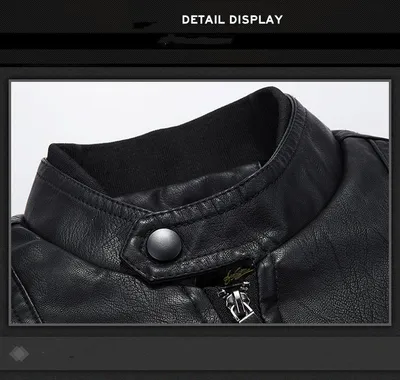 Men's Stand Collar Slim Short PU Motorcycle Leather Jacket