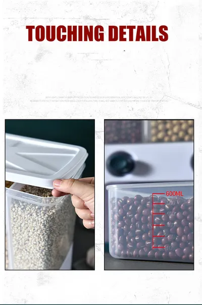 Food Storage Box Plastic Clear Container Wall-mounted Grain Storage Box for Whole Grains Kitchen Storage Container