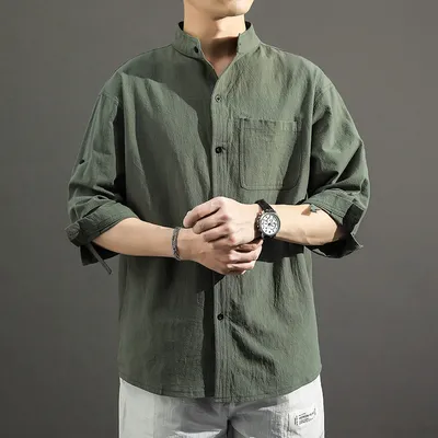 Loose Plus Size Summer Tooling Mid-sleeve Shirt
