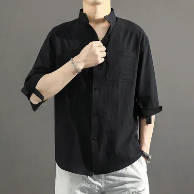 Loose Plus Size Summer Tooling Mid-sleeve Shirt