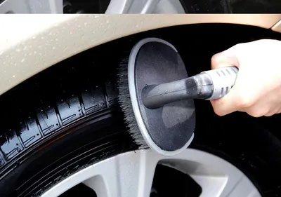 Car Wash Tire Brush With Soft Handle Steel Rim Wheel Hub Brush For Automobile