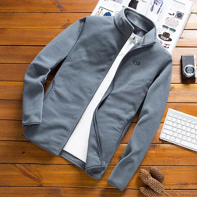 Men's Stand-Collar Cardigan Jacket Fleece Clothes