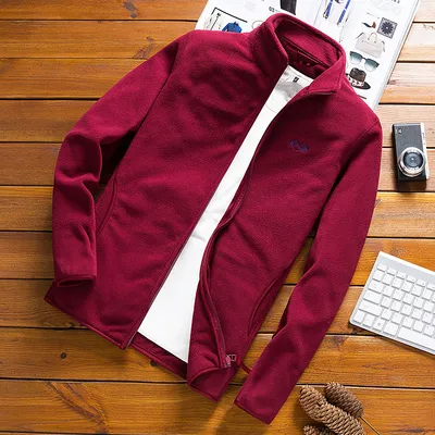 Men's Stand-Collar Cardigan Jacket Fleece Clothes