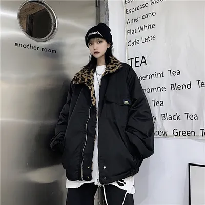 Loose leopard Print Lamb Velvet Warmth And Thick Double-Sided Jacket