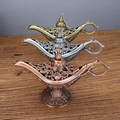 مصباح سحري من سبيكة الزنك، مصابيح سحرية من القصص الخيالية، ديكور المنزل، الحرف المعدنية