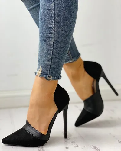 Leopard Print Women's Shoes Stiletto Suede Shallow Mouth Side Empty Bag Heel Shoes