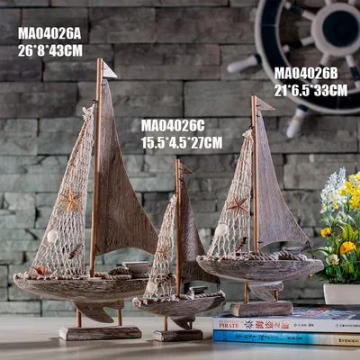 Home Decoration Antique Fishing Boat Model Creative Home Decoration