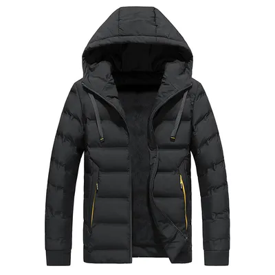 Plush Cotton Men's Korean Style Hooded Jacket