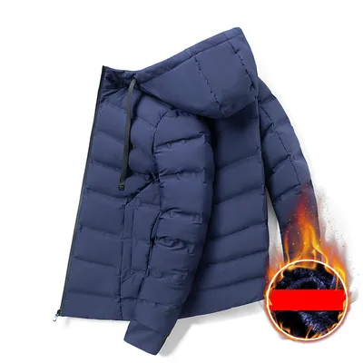 Plush Cotton Men's Korean Style Hooded Jacket