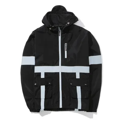 Reflective Hooded Jacket Night Running Training Casual Jacket