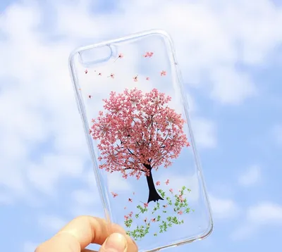 Compatible with Apple , Hanfeng Real Flower Epoxy Phone Case Dry Flower Phone Protective Case For Women