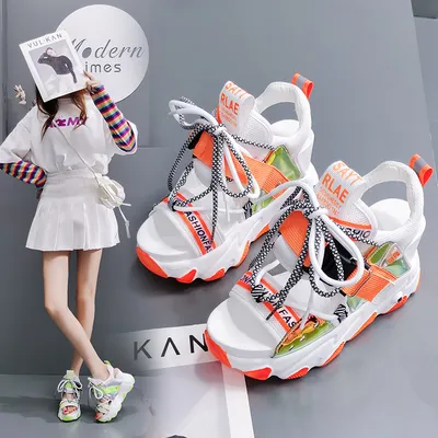 Women Chunky Platform Sandals Designers New Brand Summer Beach Casual Shoes Woman Lace Up Wedges 9CM Fashion Sandal Ladies