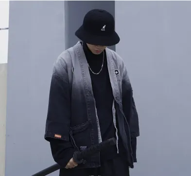 National Tide Gradual Washing Denim Functional Road Robe