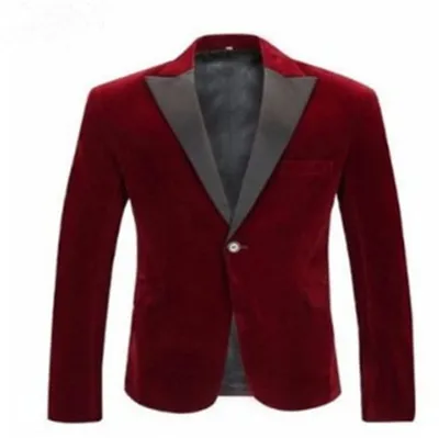 Velvet Burgundy Fashion Casual Suit Jacket