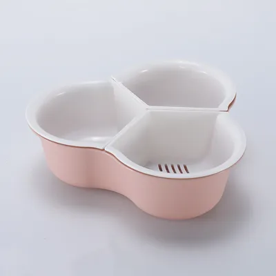 Double Layer Vegetable Basket Basin Hot Pot Drain Basket Plastic Fruit Storage Baskets Food Platter Organizer Rack Kitchen Tools