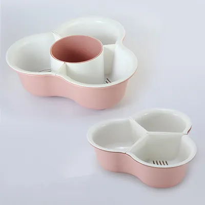 Double Layer Vegetable Basket Basin Hot Pot Drain Basket Plastic Fruit Storage Baskets Food Platter Organizer Rack Kitchen Tools