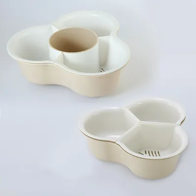 Double Layer Vegetable Basket Basin Hot Pot Drain Basket Plastic Fruit Storage Baskets Food Platter Organizer Rack Kitchen Tools